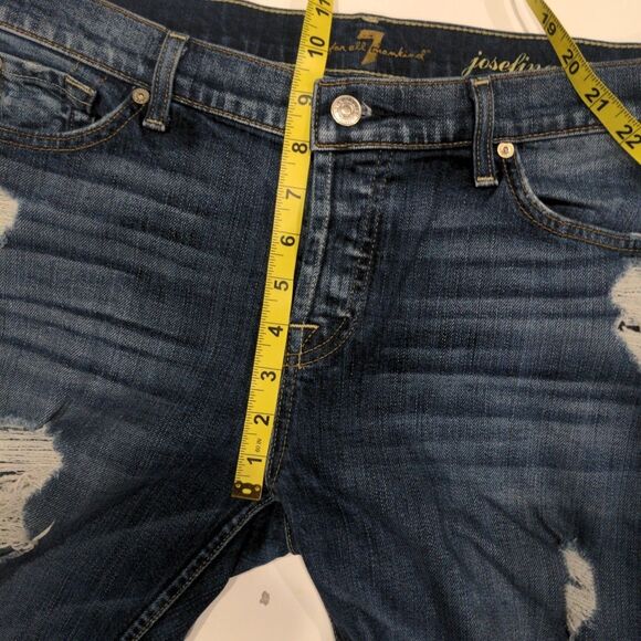 7FAMK Womens Josefina Skinny Boyfriend Distressed Jeans Size 30 Blue Button Fly - Picture 12 of 13